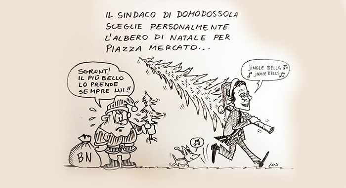 L'albero di Natale domese nella nuova vignetta di Carlo Lux