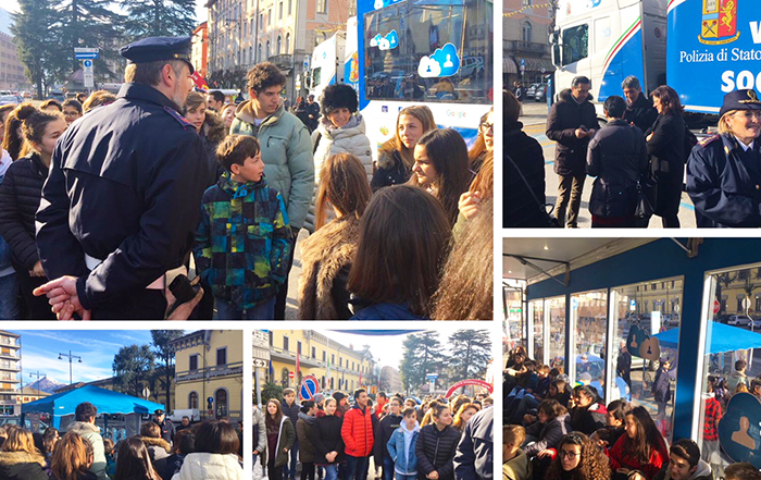 “Una vita da social”, a Domo l'iniziativa della Polizia per educare i giovani ai rischi del web. Foto