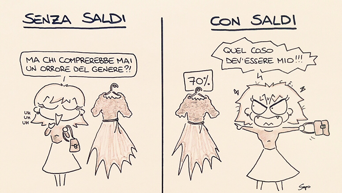 Tempo di Saldi con la nuova vignetta di Sapo