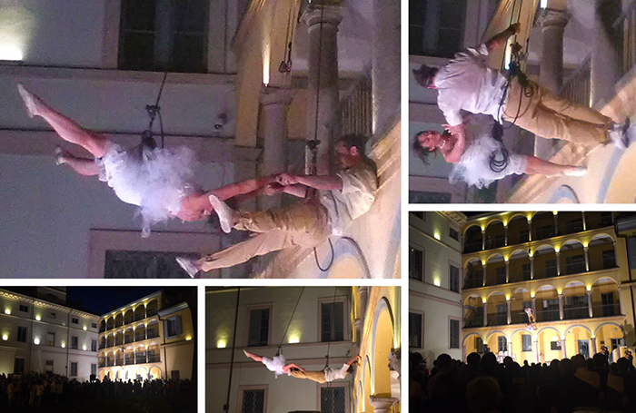 Pienone nel Borgo domese per lo spettacolo acrobatico del Cross Festival. Video