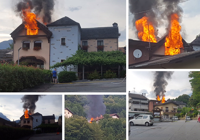 Incendio al Ristorante Divin Porcello di Masera, vigili del fuoco in azione