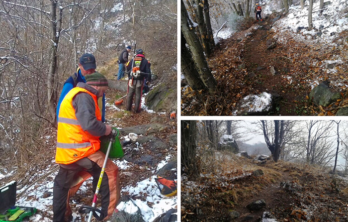 Volontari al lavoro per pulire il sentiero che unisce Premosello e Vogogna nel Parco val Grande