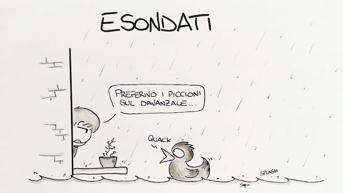 Il maltempo nella nuova vignetta di Sapo