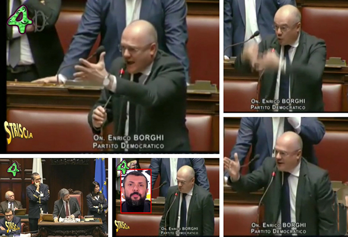 Enrico Borghi al quarto posto a "I nuovi mostri" di Striscia la Notizia per lo sfogo contro il gesto delle manette in Parlamento. Video