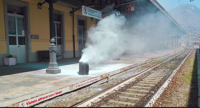 Esercitazione con un principio d’incendio alla stazione di Domo