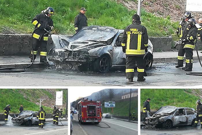 Auto incendiata a Crusinallo