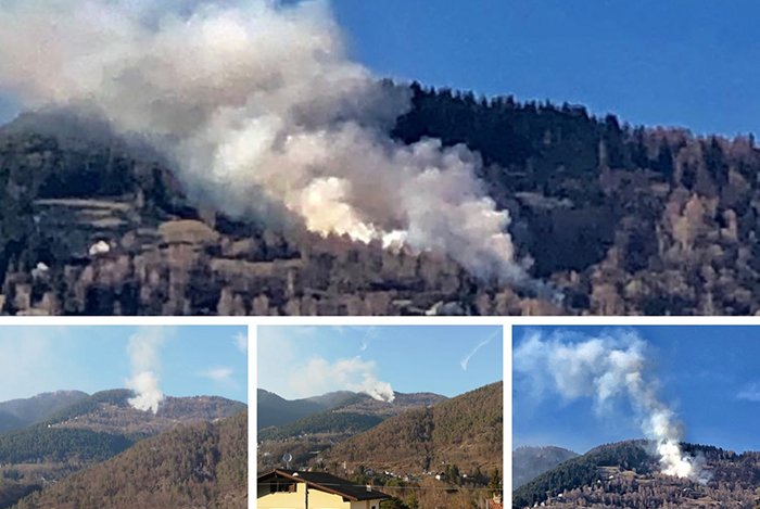 Vigezzo: incendio nei boschi alla Colma di Craveggia. Vigili ed Aib in azione