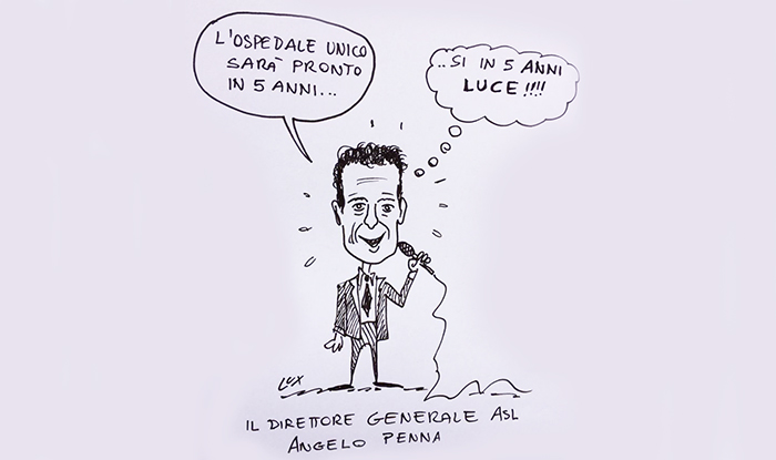 Quanti anni serviranno per l'ospedale unico? Ce lo spiega la vignetta di Carlo Lux