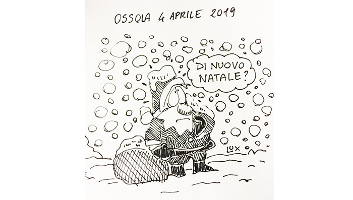La nevicata inaspettata sull'Ossola nella nuova vignetta di Carlo Lux