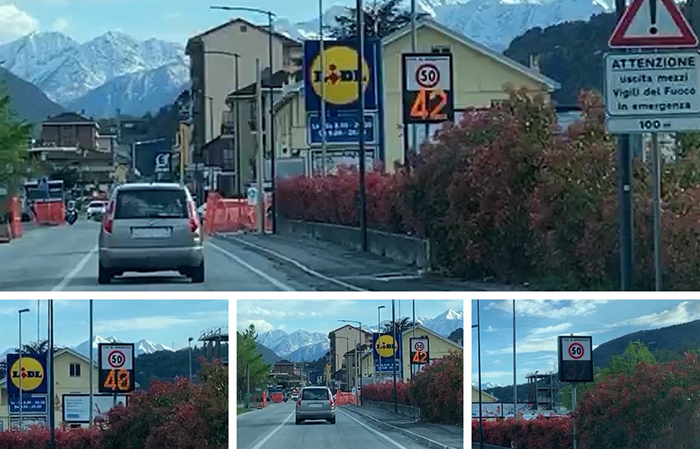Un nuovo segnalatore luminoso di velocità in entrata di Domodossola