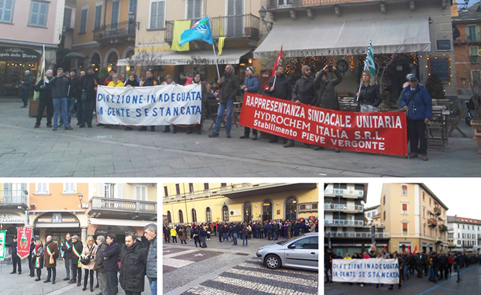 Sfilano per Domo i lavoratori della Hydrochem per salvare azienda e posto di lavoro. Foto