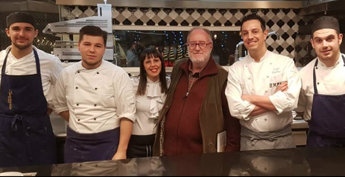 Il critico gastronomico Edoardo Raspelli a Domo, all'Atelier Restaurant & Bistrot